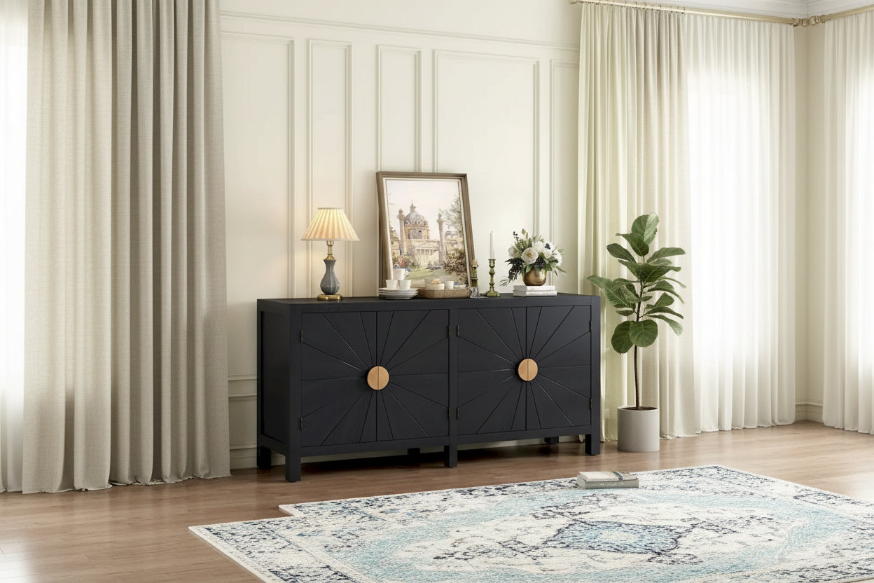 Unique Features of Ash Veneer Cabinet with Radiating Line Pattern Cabinet Doors