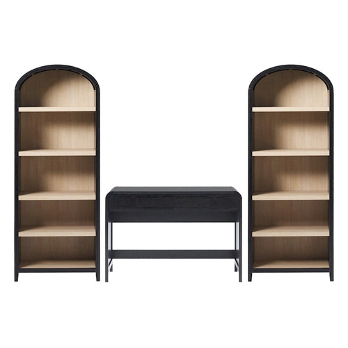 Middlebrook 3-Piece Set Writing Desk with 2 Open Bookcases