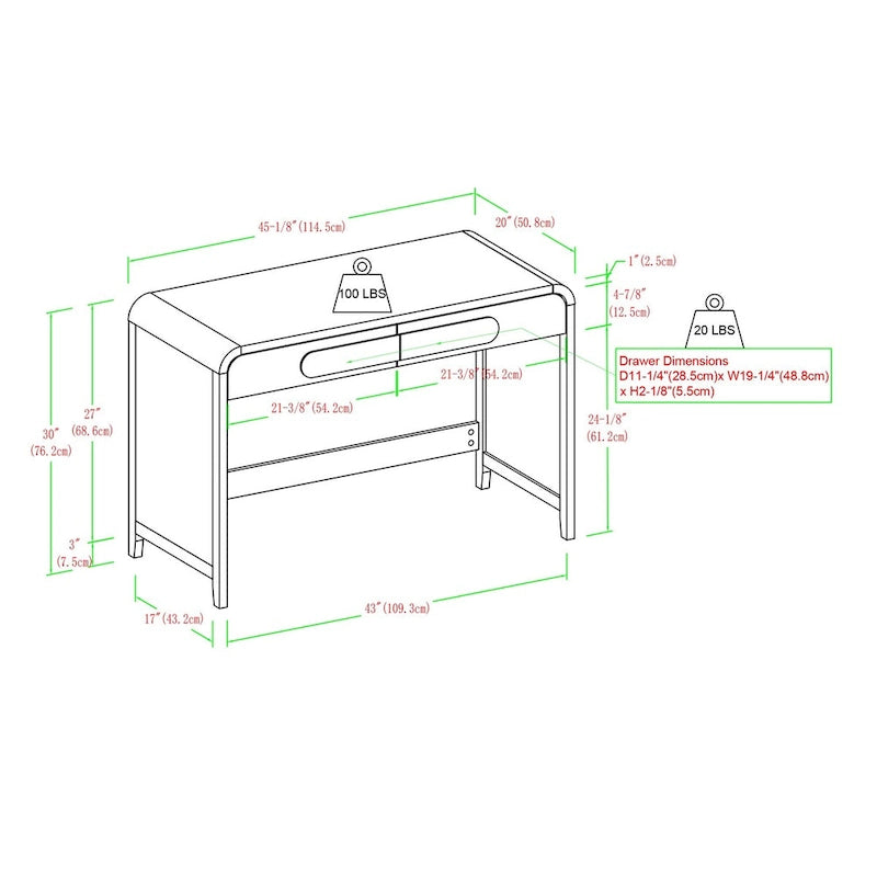 Ensemble de bureau 3 pièces : Bureau avec 2 bibliothèques ouvertes, design cascade, MDF résistant à la déformation