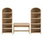 Ensemble de bureau 3 pièces : Bureau avec 2 bibliothèques ouvertes, design cascade, MDF résistant à la déformation