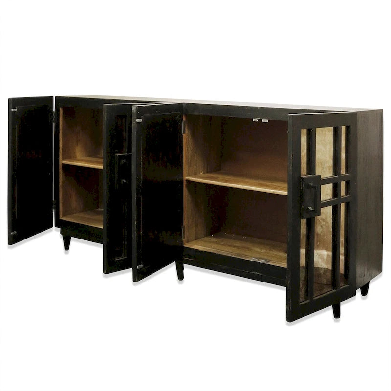 Buffet Rourke – Quatre portes miroir – Bois de manguier