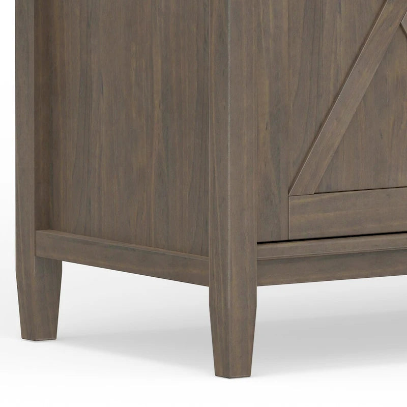 Buffet en bois massif de 54 po avec 6 tiroirs et 2 armoires, style transitionnel brun fumé