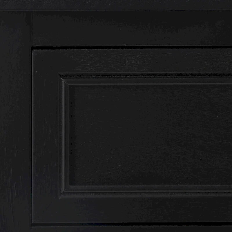 Meuble fait à la main en bois noir, avec 1 tiroir et porte en rotin, MDF et pin, 40x31.75x66 cm