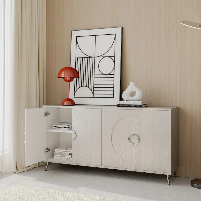 Meuble bas laqué moderne à 4 portes en bois