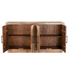 Bahut 4 portes en bois recyclé, finition vieillie et détails métalliques, style rustique
