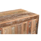 Bahut 4 portes en bois recyclé, finition vieillie et détails métalliques, style rustique